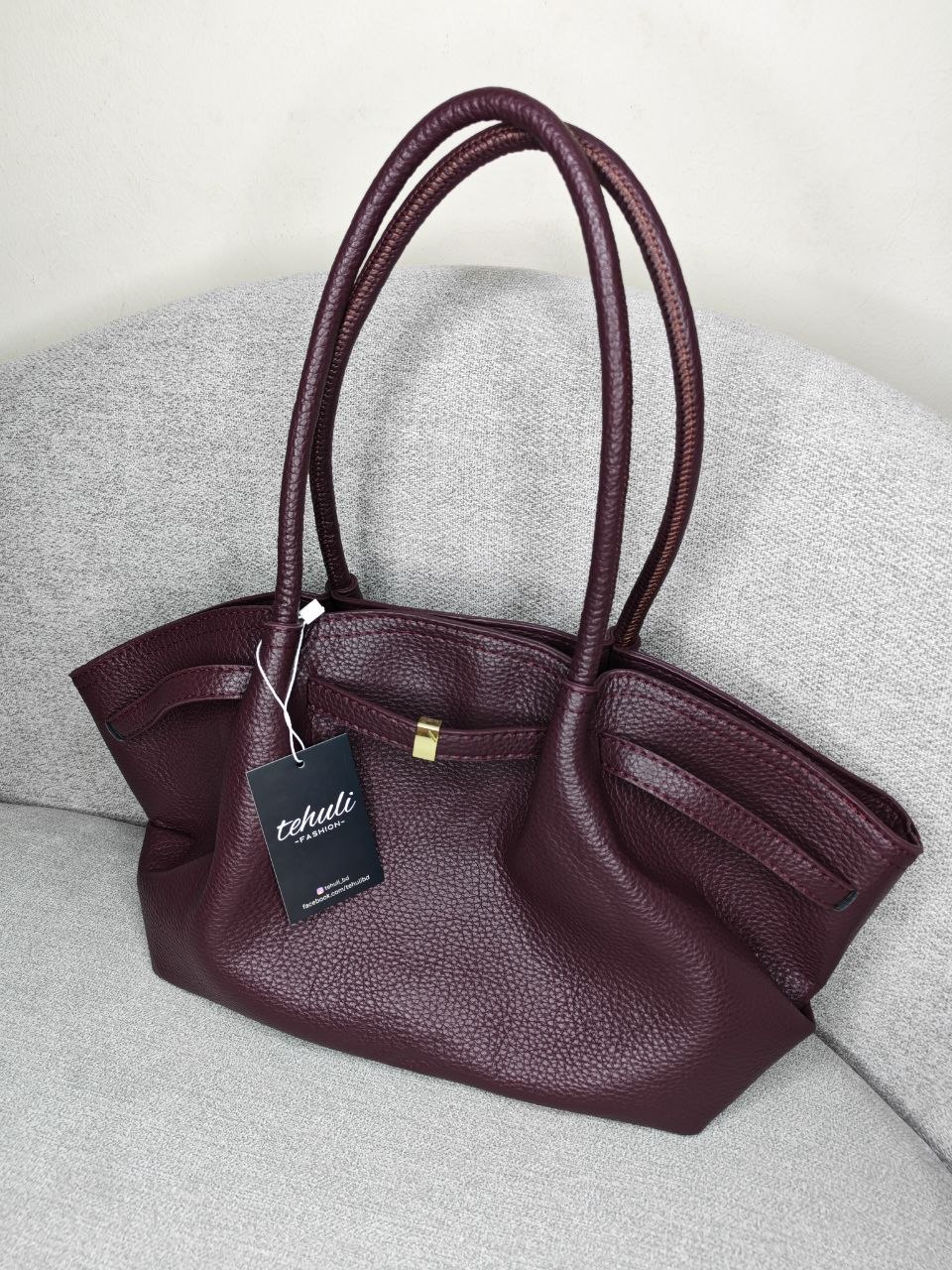Litchi Pattern Shoulder Bag
