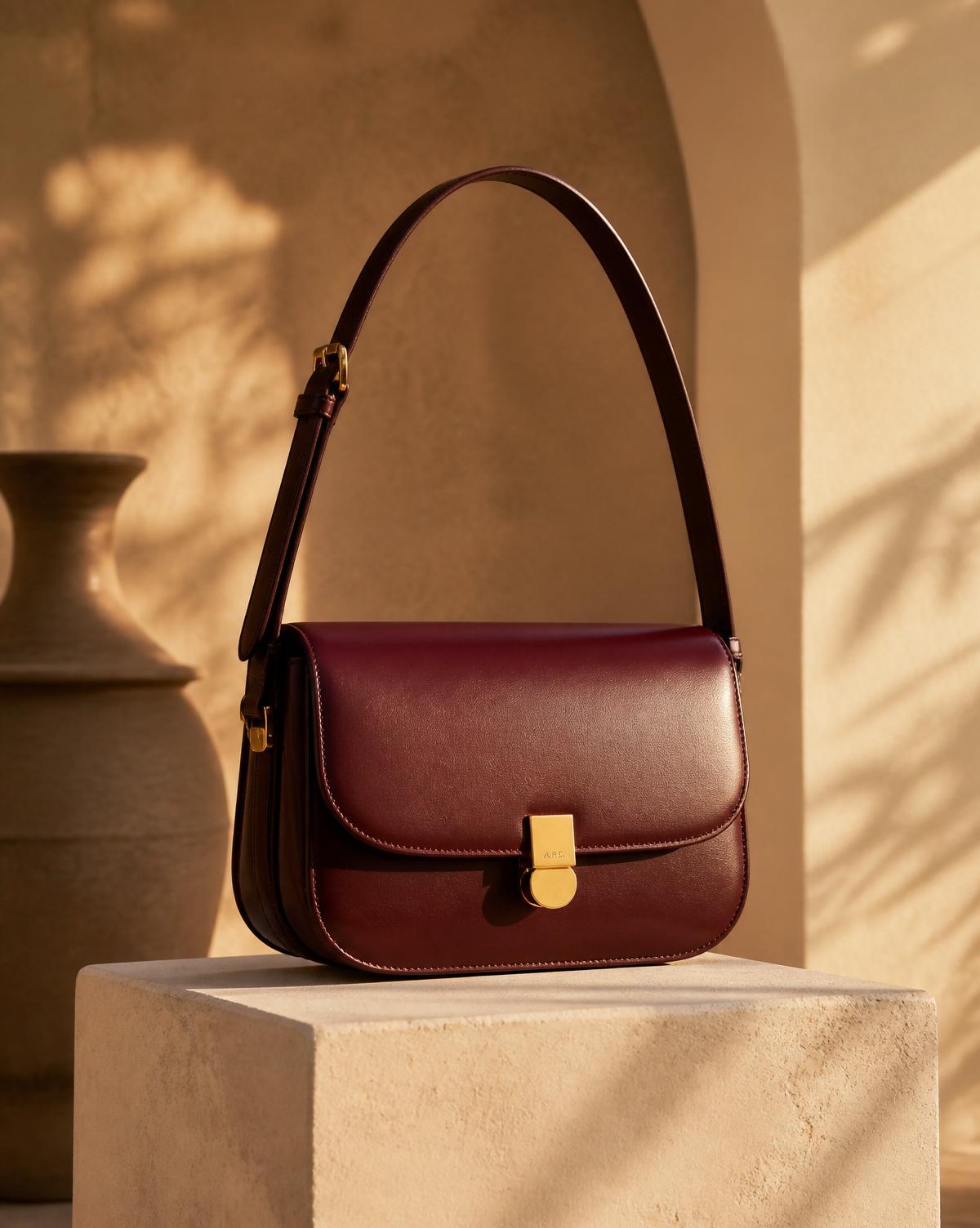 Burgundy leather Tehuli shoulder bag